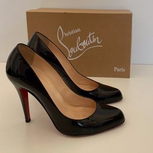 Christian Louboutin black patent leather heels. Size EU 38.5/US 8.5